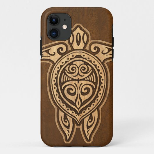 Uhane Honuのフェイクな木製のハワイのカメのiPhone 5の場合 Case-Mate iPhoneケース (裏面)