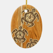 Uhane Honuのフェイクな木製のハワイのカメ セラミックオーナメント (正面)