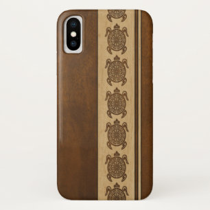 Uhane Honuのフェイクな木製のハワイのカメ iPhone X ケース
