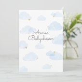 Uitnodiging babyshower jongen wolken lichtblauw 招待状 (スタンド正面)