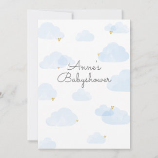 Uitnodiging babyshower jongen wolken lichtblauw 招待状