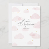 Uitnodiging babyshower meisje roze wolken 招待状 (正面)