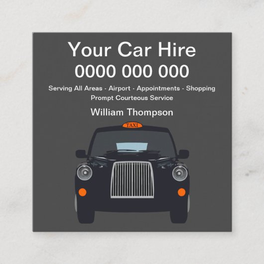 UKタクシーサーシンプルビス名刺 スクエア名刺 (正面)