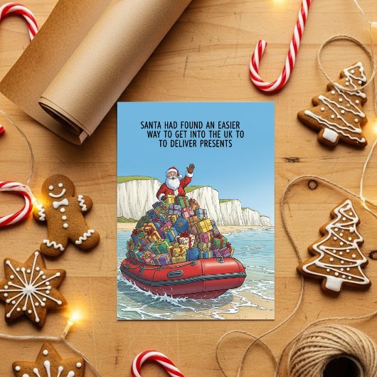 UK Beach Santa Funny Christmas Card シーズンカード