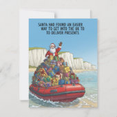 UK Beach Santa Funny Christmas Card シーズンカード (正面)