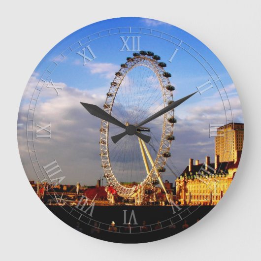 UK Beautiful LONDON EYE Scenery ラージ壁時計 (正面)