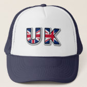 UK British Union Jack Navy Blue Trucker Hat キャップ (正面)