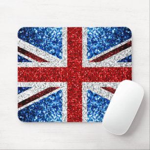 UK flag red blue white sparkles glitters マウスパッド