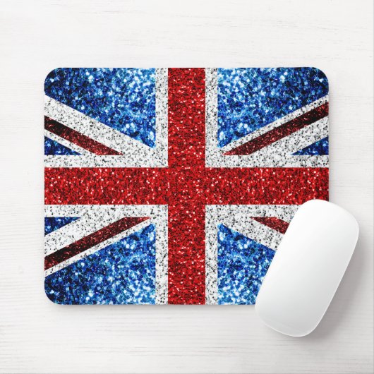 UK flag red blue white sparkles glitters マウスパッド (マウス)