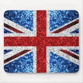 UK flag red blue white sparkles glitters マウスパッド (正面)