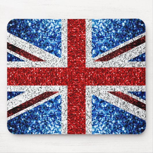 UK flag red blue white sparkles glitters マウスパッド (正面)