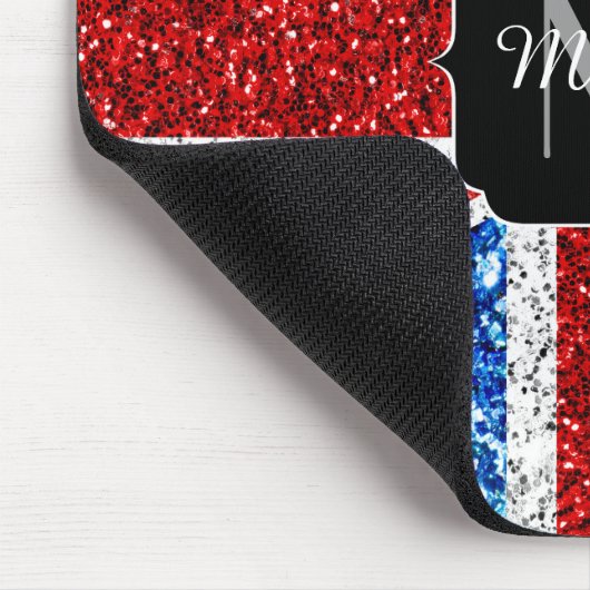 UK flag red blue white sparkles glitters Monogram マウスパッド (コーナー)