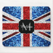 UK flag red blue white sparkles glitters Monogram マウスパッド (正面)