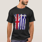UK Greece Half Flag British Greek Flag Hellas Heri Tシャツ (正面)