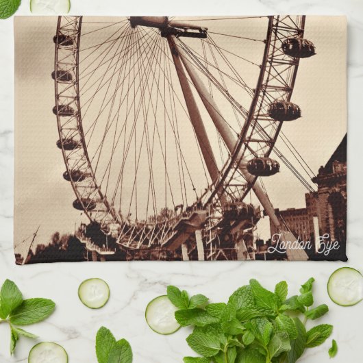 (UK) Vintage London Eye キッチンタオル (折り畳み)