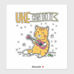 UKEができるウクレレ·ウケレ·キャット·ギター·ミュージック シール