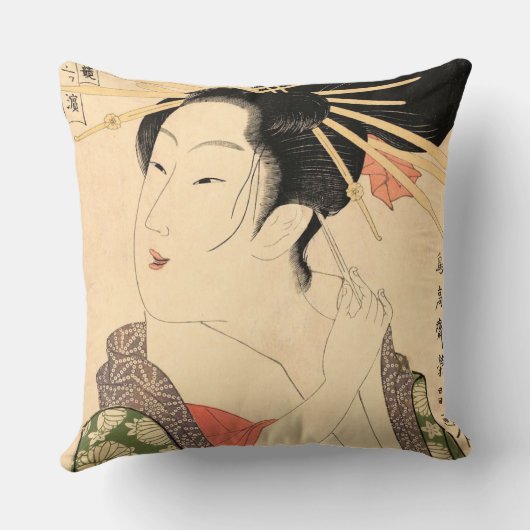 Ukiyo-eの日本人の女の子 クッション (裏面)