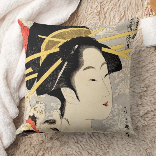 Ukiyo-eの芸者 クッション (ブランケット)