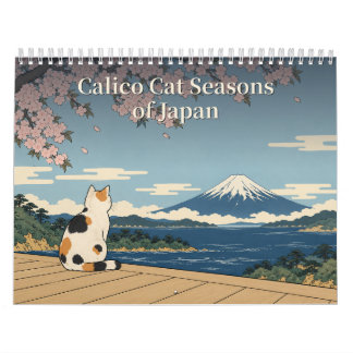 Ukiyo-e Calico Cat Japanese Seasons Art カレンダー