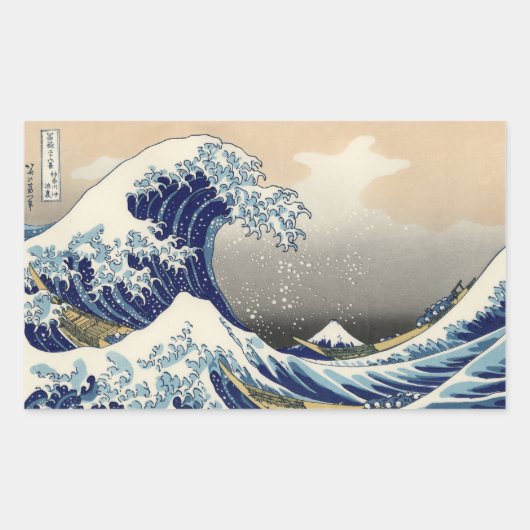 UKIYO-E ~HOKUSAI  葛飾北斎    「富嶽三十六景 神奈川沖浪裏」 長方形シール (正面)