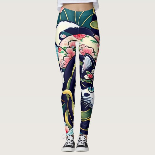 Ukiyo-e Punk city KIMONO Cats Leggings-THE 其の参 レギンス (正面)