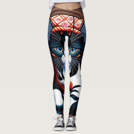 Ukiyo-e Punk city KIMONO Cats Leggings-THE  其の弐 レギ レギンス