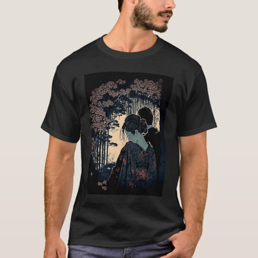 Ukiyo E Retro Japanese Design Romance  Love During Tシャツ (正面)