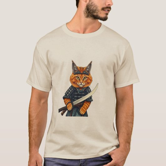 Ukiyo-e Samurai Cat - The Great Wave of Cats Japan Tシャツ (正面)