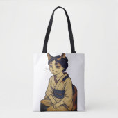 Ukiyo-e style calico cat tote bag トートバッグ (正面)