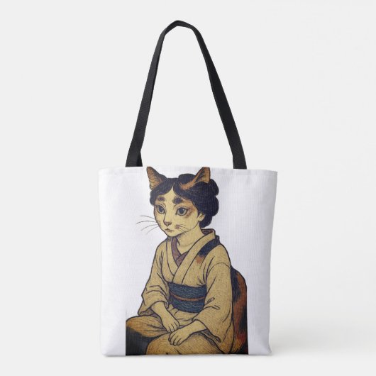 Ukiyo-e style calico cat tote bag トートバッグ (裏面)