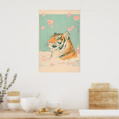 Ukiyo-e Tiger in Bathtub Print Japanese Bathroom ポスター (キッチン)
