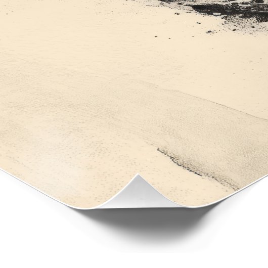 Ukiyo-e Whale Art with Red Sun & Ink Splatter ポスター (コーナー)