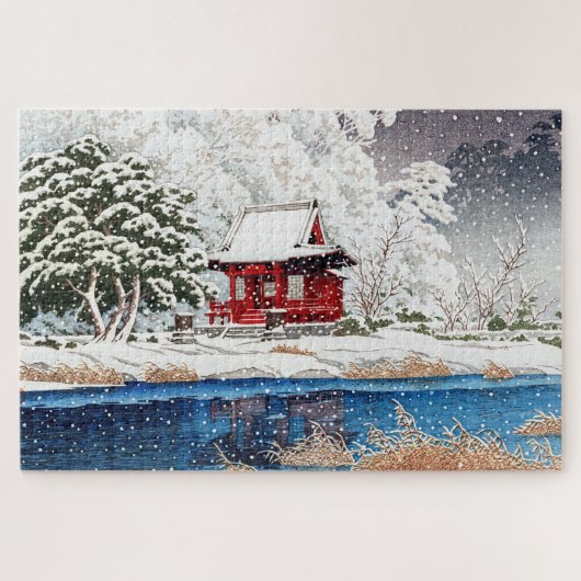 ukiyoe - hasui - m06 - Snow at Shrine Entrance -  ジグソーパズル (横)