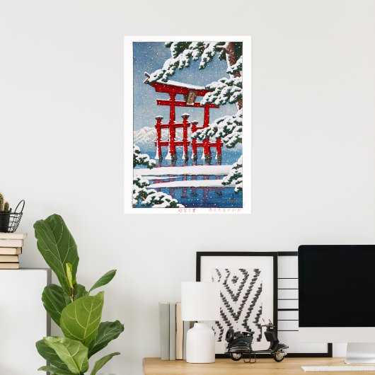 ukiyoe - hasui - m11 - Snow at Miyajima Shrine -  ポスター (ホームオフィス)