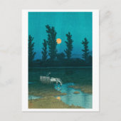 ukiyoe hasui No52 Evening moon over Nakanosima ポストカード (正面)