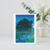 ukiyoe hasui No55 Takinogawa and Crescent Moon ポストカード (スタンド正面)