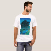 ukiyoe hasui No55 Takinogawa and Crescent Moon Tシャツ (正面フル)