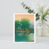 ukiyoe hasui No56 Dawn in Tsuchiura ポストカード (スタンド正面)