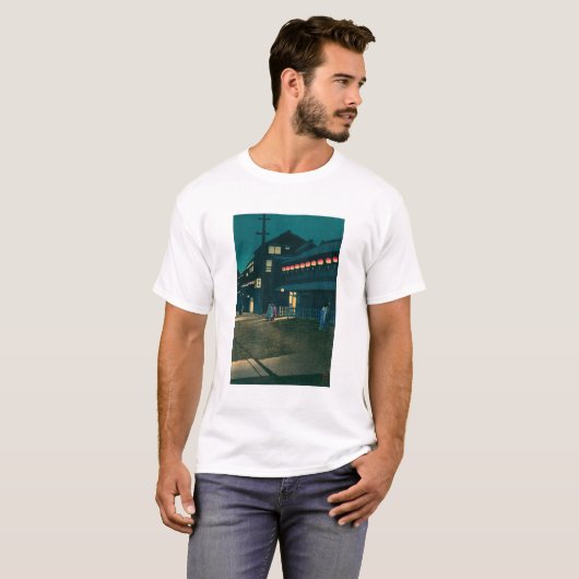 ukiyoe hasui No61 Evening falls on Sōemonchō Tシャツ (正面フル)