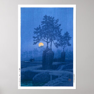 ukiyoe - hasui - No.20 Moonlit Night at Gamo - ポスター