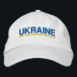 UKRAINE白に青と黄色の色 刺繍入りキャップ<br><div class="desc">ウクライナへの支援を示すために白い綿帽子に着色された青と黄色の刺繍！</div>