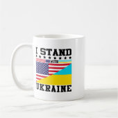 Ukraine American Pride Vintage Retro Ukrainian Fla コーヒーマグカップ (左)