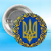 Ukraine, Coat of Arms, Tryzub Ukrainian Republic 缶バッジ