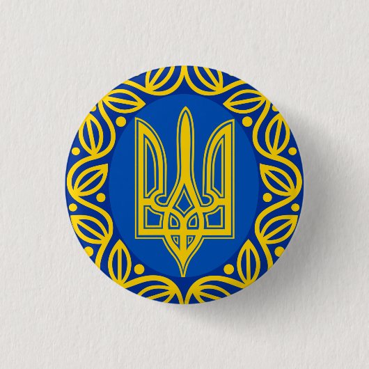 Ukraine, Coat of Arms, Tryzub Ukrainian Republic 缶バッジ (正面)