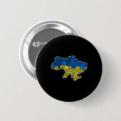 Ukraine Contour Map Gift National Flag 缶バッジ (正面&裏面)
