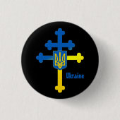 Ukraine Cross Symbol & Lorraine cross 缶バッジ (正面)