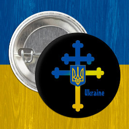 Ukraine Cross Symbol & Lorraine cross 缶バッジ