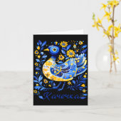 Ukraine Duck Retro Floral Ukrainian Flag Vyshyvank カード (黄色い花)