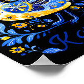 Ukraine Duck Retro Floral Ukrainian Flag Vyshyvank ポスター (角)