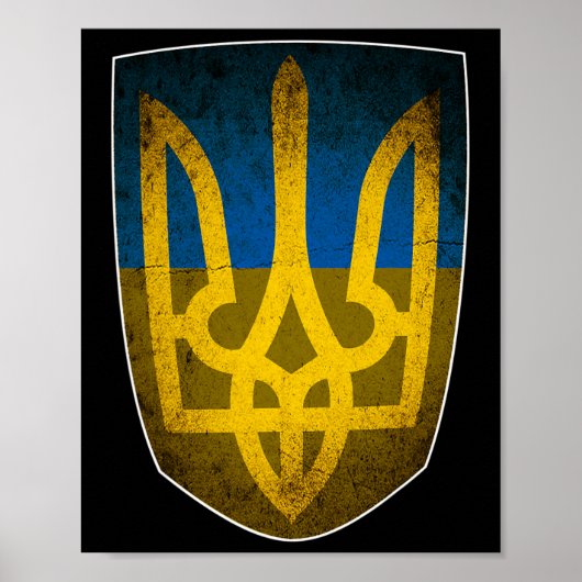 Ukraine Flag And Trident Ukrainian  ポスター (正面)